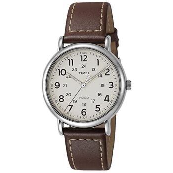 Timex Men’s TW2R42400 Weekender 40mm Brown/Cream Two-Piece Leather Strap Watch | The Storepaperoomates Retail Market - Fast Affordable Shopping