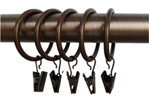 Xin store 40-Pack Copper Metal Curtain Rings with Clips (1.5″)