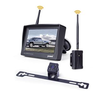 Wireless Backup Camera System with 4.3 inch Split Screen, IP69K Waterproof Wireless Rear View Camera with Night Vision, Support add 2nd Wireless Reversing Camera for Trailer, Vans, Cars, Rv, etc