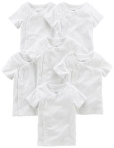Simple Joys by Carter’s Unisex Babies’ Side-Snap Short-Sleeve Shirt, Pack of 6, White, 0-3 Months