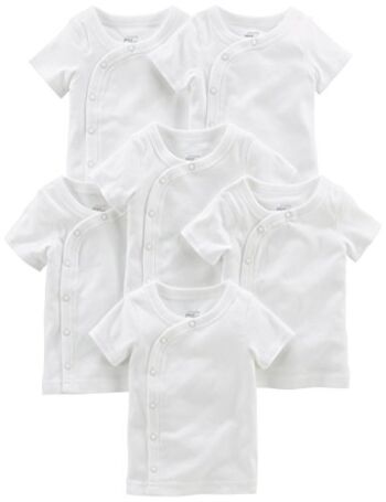 Simple Joys by Carter’s Unisex Babies’ Side-Snap Short-Sleeve Shirt, Pack of 6, White, 0-3 Months | The Storepaperoomates Retail Market - Fast Affordable Shopping