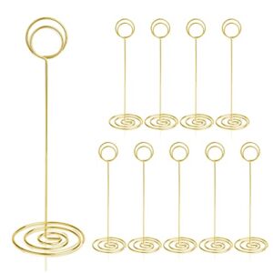 HomWanna Table Number Holders 10Pcs – 8.75 inch Place Card Holder Tall Table Number Stands for Wedding Party Graduation Reception Restaurant Home Centerpiece Decorations Office Memo (Gold)