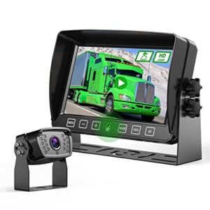 HD 1080P Wired Backup Camera System, 7-inch DVR Monitor w/Touch Button Rear View Camera Night Vision, Support 2 Cameras, 32GB SD Card Included, Suits for Truck/RV/Van/Trailer/Camper Calmoor (P71)