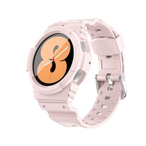 VQ Rugged Case Band for Samsung Galaxy Watch 4 Classic 44mm Band with Bumper Accessories Pink 40mm