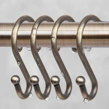 Stainless Steel S Shaped Hooks Rust Proof Set of 12 Hanger Rings for Bathroom Shower Curtain (Retro Bronze) | The Storepaperoomates Retail Market - Fast Affordable Shopping