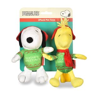 Peanuts for Pets 6 Inch Holiday Seasons Greetings Snoopy and Woodstock Squeaky Dog Toys | Plush Small Dog Chew Toys | Soft Stuffed Dog Toys Officially Licensed from Peanuts Comic Strip, (FF19359)