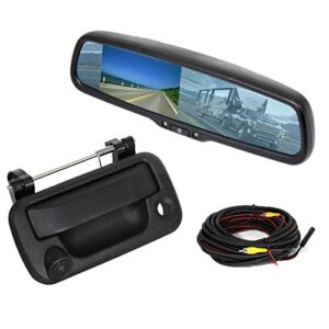 RED WOLF for Ford F150 2004-2014, F250/350/F450/F550 2008-2016 Aftermarket Tailgate Handle W/ Backup Camera + 4.3″ Anti-Glare Reverse Rear View Mirror Monitor Display Kit
