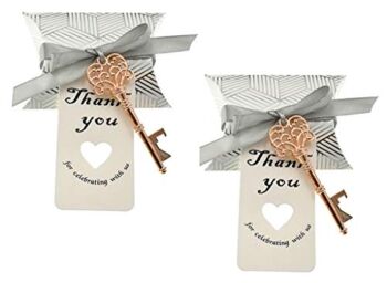50pcs Skeleton Key Bottle Opener Wedding Party Favor Souvenir Gift with Candy Box and Ribbon(Rose Gold) | The Storepaperoomates Retail Market - Fast Affordable Shopping