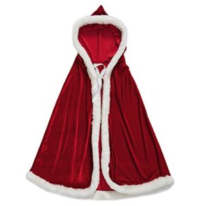 Christmas Halloween Costumes Cloak Mrs. Claus Santa Xmas Velvet Hooded Cape Robe Red