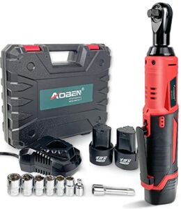 Cordless Electric Ratchet Wrench Set, AOBEN 3/8″ 12V Power Ratchet Tool Kit With 2 Packs 2000mAh Lithium-Ion Battery And Charger