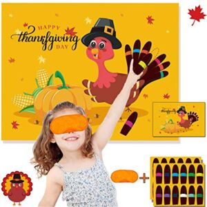 Funnlot Thanksgiving Party Games for Kids Thanksgiving Games Pin The Tail on The Turkey Thanksgiving Party Decor Thanksgiving Games and Activities Thanksgiving Pin The Tail