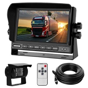 Backup Camera for Truck,Rear View Camera with 7inch HD Monitor+Reverse Waterproof 170°View Angle,18IR Night Vision,RV Back up Camera System Kit for Travel Trailer/Voyager/Bus/Vehicles.