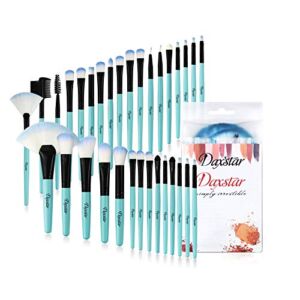 Blue Makeup Brushes, 32Pcs Essential Eyeshadow Eyeliner Face Powder Cream Liquid Cosmetic Brushes Kits with Cruelty-Free Synthetic Fiber Bristles