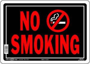 Hillman 840149 No Smoking Sign, Black and Red Aluminum Metal, 10×14 Inches 1-Sign