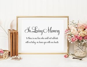 In Loving Memory Sign Table Card, In Loving Memory Wedding Sign, Family Photo Table Sign, Wedding signs, Wedding Signage, Your Choice of Size and Color Print Sign (UNFRAMED)