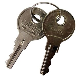 Bauer CH751 Replacement Keys for T-Handles, Camper Toppers, Camper Shells, Truck Caps, Cabinets and Push Locks – Set of Two