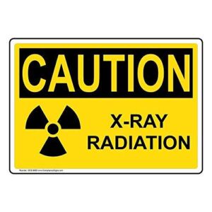 ComplianceSigns.com CAUTION X-Ray Radiation OSHA Safety Label Decal, 5×3.5 in. 4-Pack Vinyl for Medical Facility Hazmat