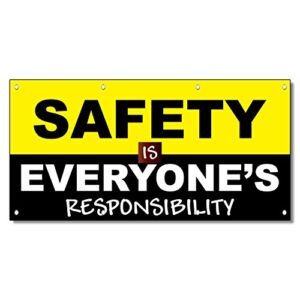 Safety is Everyone’s Responsibilities 13 Oz Vinyl Banner Sign with Grommets 2 Ft X 4 Ft