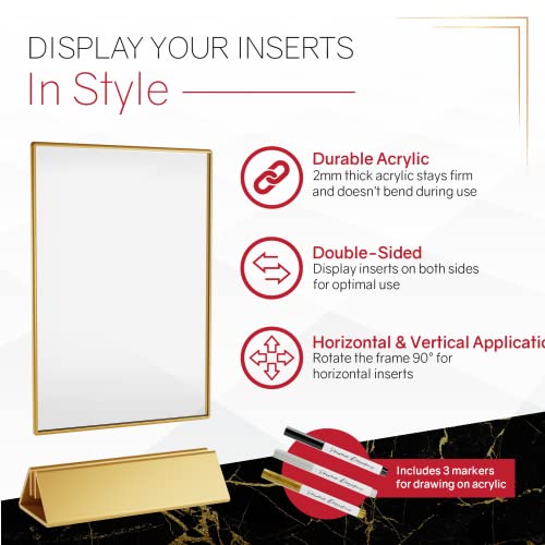 Prime Designs Gold Acrylic Frames Acrylic Sign Holder 5×7 with Gold Border for Restaurant Gold Table Number Holders, Gold Frames 5×7, Clear Picture Frame, Wedding Table Numbers, Double Sided Picture Frames, Vertical or Horizontal Engagement Decorations (6 | The Storepaperoomates Retail Market - Fast Affordable Shopping