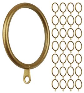 Meriville 28 pcs Gold 1.5-Inch Inner Diameter Metal Curtain Rings with Eyelets, Fits Up to 1 1/4-Inch Rod