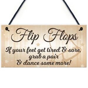 XLD Store Flip Flop Grab A Pair and Dance Wedding Prop Hanging Plaque Decoration Gift Sign 5″ x 10″