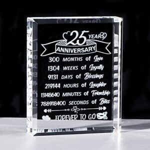 YWHL 25th Anniversary Romantic Gifts for Wife Husband, 25 Years Wedding Gift for Couple Her Him, Crystal Anniversary Keepsake