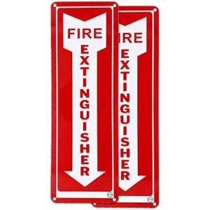 Fire Extinguisher Required Sign – For Indoor or Outdoor Use – 2 Signs White & Red – Hard & Durable Plastic with Holes – 12” x 4” – Pre-Drilled Mounting Holes