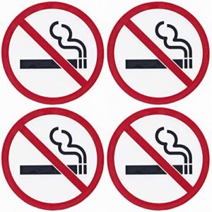 dealzEpic – Clear Transparent No Smoking Sign – Self Adhesive Peel and Stick Vinyl Decal For Glass Door or Window – 3.5 inches in Diameter | Pack of 4 Pcs