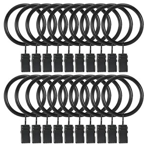 20 Pcs Curtain Hooks, Goowin1.5 inch Curtain Rings, Rustproof Curtain Rings with Clips, Metal Solid Curtain Clips with Rings, Decorative Vintage Curtain Hooks for Drapes