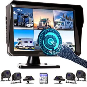 11-Inch 6 Split Touchable 128GB Large Audio Screen 1080P Backup Camera Monitor & Built-in DVR Video Recorder for RV Truck Trailer Rear Side Front Reversing View Wired System Image Waterproof DCM06