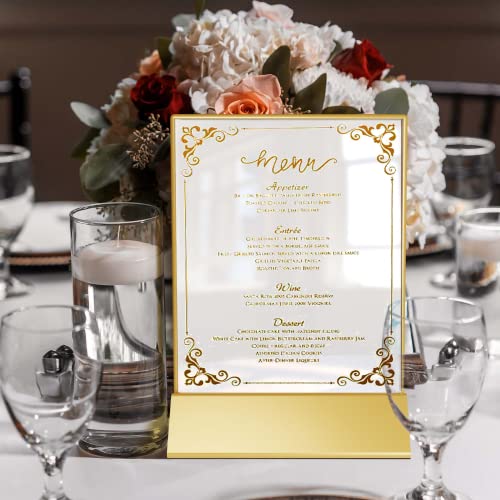 Prime Designs Gold Acrylic Frames Acrylic Sign Holder 5×7 with Gold Border for Restaurant Gold Table Number Holders, Gold Frames 5×7, Clear Picture Frame, Wedding Table Numbers, Double Sided Picture Frames, Vertical or Horizontal Engagement Decorations (6 | The Storepaperoomates Retail Market - Fast Affordable Shopping