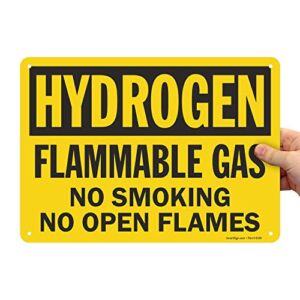 SmartSign”Hydrogen – Flammable Gas, No Smoking No Open Flames” Sign | 10″ x 14″ Plastic