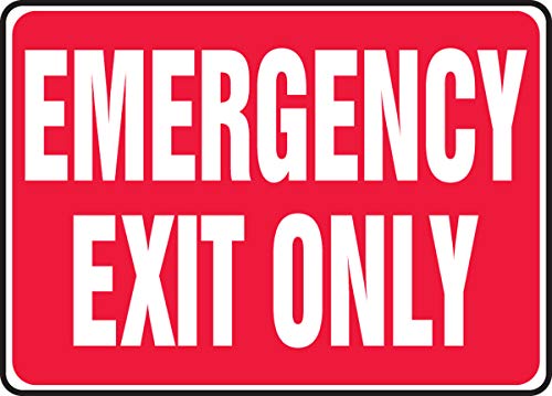 Accuform Signs MEXT586VS Adhesive Vinyl Safety Sign, Legend”Emergency EXIT ONLY”, 7″ Length x 10″ Width x 0.004″ Thickness, White on Red | The Storepaperoomates Retail Market - Fast Affordable Shopping