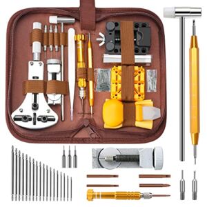 Kingsdun Watch Repair Kit, Professional Watch Battery Replacement Tool Watchband Link & Back Remover Spring Bar Tool Kit with Carrying Case & Instruction Manual
