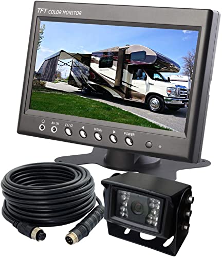 Evervox Wired Backup Camera System Reversing Kit 7 inch LCD Monitor, 18 IR Night Vision,IP69K Waterproof Rear View Camera for Skid Loader/ Truck/RV//Bus/Van/Vehicle/Tractor | The Storepaperoomates Retail Market - Fast Affordable Shopping