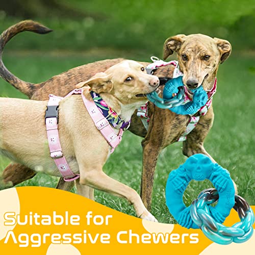 Rmolitty Dog Toys for Aggressive Chewers Large Breed, Indestructible Interactive Tough Dog Chew Toys for Medium Large Dogs, Non-Toxic Natural Rubber & Nylon Durable Teething Double-Ring Chew Toys | The Storepaperoomates Retail Market - Fast Affordable Shopping
