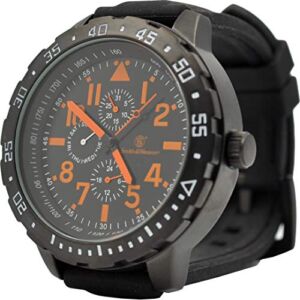 Smith & Wesson Men’s Calibrator Watch Orange, Japanese Movement, Tactical Watch, Precision Quartz, Scratch Resistant, Father’s Day Gift, Black Rubber Strap, 51mm