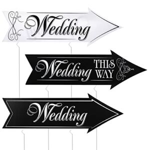 Amosfun 3 Sets Wedding Yard Signs Wedding Directional Signs Road Sign Outside Wedding Decoration Wedding Party Favors Supplies