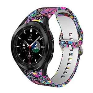 VeveXiao Strap Compatible with Samsung Galaxy Watch 5/Galaxy Watch 4 40mm/44mm band , Printed Soft Silicone Replacement Straps for Galaxy Watch5 Pro/ Galaxy Watch 4 Classic 42mm/46mm WristBand (Fireworks)