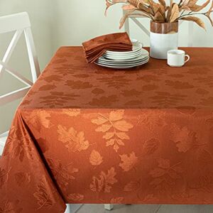 Benson Mills Harvest Legacy Damask Fabric Table Cloth Fall, Harvest, and Thanksgiving Tablecloth (Rust/Burnt Orange, 60″ x 84″ Rectangular)