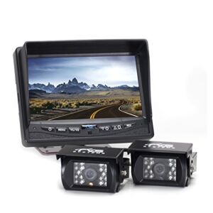 Rear View Safety Backup Camera System (2 Camera) with 7 Inch Monitor for RV’s, Trucks, Buses and Commercial Vehicles RVS-770614