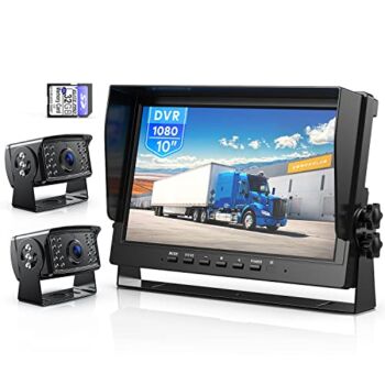 ZEROXCLUB HD Backup Camera System Kit, Loop Recording 10″ Large Monitor with Wired Rear View Camera, IR Night Vision Waterproof Camera with Safe Parking Lines for Bus, Semi-Truck, Trailer, RV, BY102A | The Storepaperoomates Retail Market - Fast Affordable Shopping