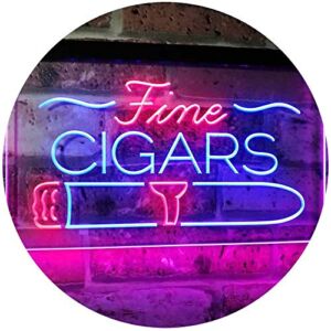 ADVPRO Fine Cigars Shop Smoking Room Man Cave Dual Color LED Neon Sign Blue & Red 24″ x 16″ st6s64-i2510-br