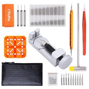 Watch Link Removal Tool Kit, Ohuhu 166PCS in 1 Watch Repair Kit, Spring Bar Tool, Watch Tool Kit, Watch Band Strap Remover with 3 Extra Pins, 4 Tips Pins, 126PCS Link Pins