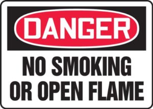 Accuform”Danger No Smoking or Open Flame”, Adhesive Vinyl Safety Sign, 7″ x 10″, MSMK120VS