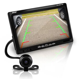 Pyle Backup Rear View Car Camera Screen Monitor System – Parking & Reverse Safety Distance Scale Lines, Waterproof, Night Vision, 170° View Angle, 7″ LCD Video Color Display for Vehicles – (PLCM7700)