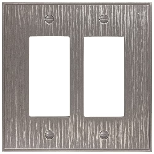 QDÉCOR Double Rocker Light Switch Plate, Electrical Wall Plate 2 Gang Double Decorator Switch Cover, Decorative Twill Texture, Brushed Nickel Finish | The Storepaperoomates Retail Market - Fast Affordable Shopping