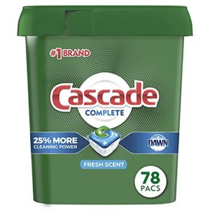 Cascade Complete Dishwasher Pods, ActionPacs Dishwasher Detergent, Fresh Scent, 78 Count