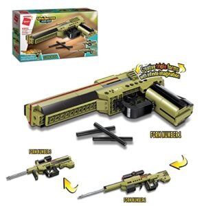QMAN Technic Gun 3-in-1 Simulation Blaster Building Blocks with Bullets Military Weapon Building Set Model for Kids,202 PCS