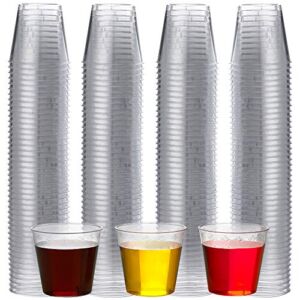 200 Shot Glasses – Bulk 1 oz Shot cups, Clear Premium Mini Hard Plastic, Disposable Whiskey Cups, ideal for Samples, Jello Shots, Bachelorette, Birthday Parties, Weddings, Dessert & Party’s